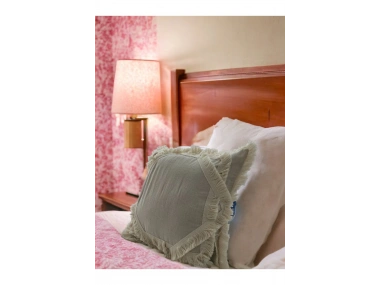 Ham Keten Baklava Mozaik Püsküllü Kırlent Kırlent Kılıfı 35x55