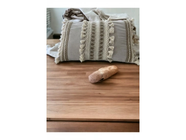 Bej Kahverengi Dantelli Üçlü Kırlent Kırlent Kılıfı 35x55