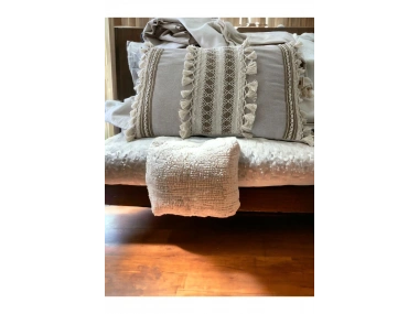 Bej Kahverengi Dantelli Üçlü Kırlent Kırlent Kılıfı 35x55