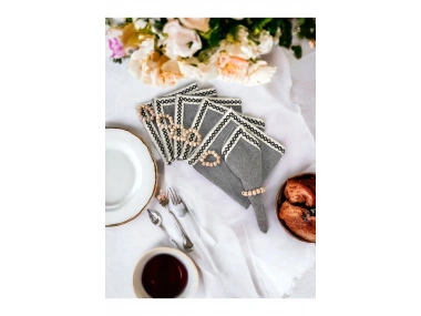 ANTRASİT Siyah Şeritli Peçete 40x40 TOKA HEDİYELİ 6LI