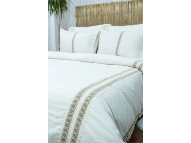 Ham Kahve Dantelli Otantik Çift Kişilik Nevresim Takımı