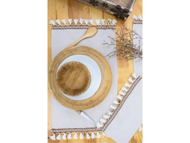 Bej Renk 6lı Kahve Ponponlu Amerikan Servisi