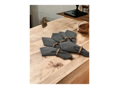 Gri Antrasit Sade 6lı Peçete Takımı