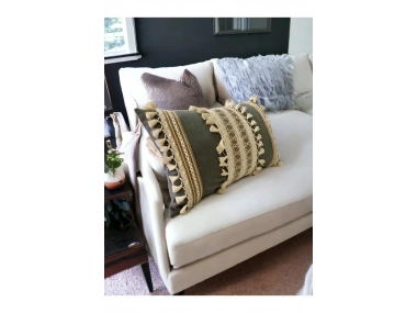 Mat Gri Kahverengi Dantelli Kırlent Kırlent Kılıfı (35 x 55)