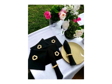 Premium Keten Siyah 6LI (TOKA HEDİYELİ ) Peçete Takımı