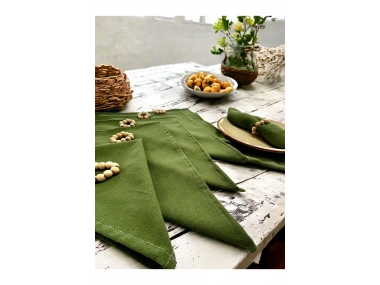 Premium Haki Yeşil 6lı Peçete TAKIMI (toka hediyeli) 40x40