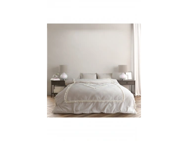 BATTAL Boy Bej Renk Çift Baklava Nevresim Seti