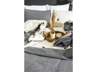 BATTAL Boy Bej Gri Krem  Çift Renk  Nevresim Seti