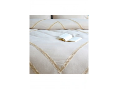 BATTAL Boy Ham Keten Jüt Dantelli Nevresim Seti