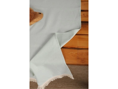 Premium Keten Adaçayı Yeşili Püsküllü Runner Masa Örtüsü(45 x150)