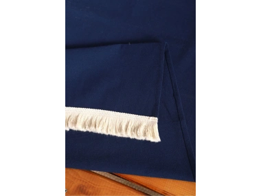 Premium Keten Lacivert Püsküllü Runner Masa örtüsü(45 x 150)