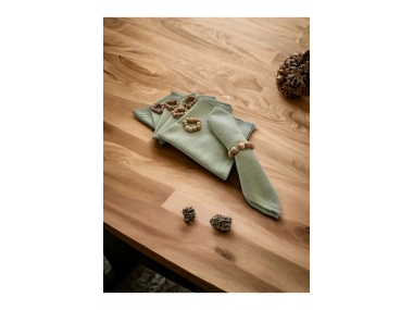 Premium Keten Adaçayı Yeşili 6Lı Peçete Takımı (40x40) Toka Hediyeli