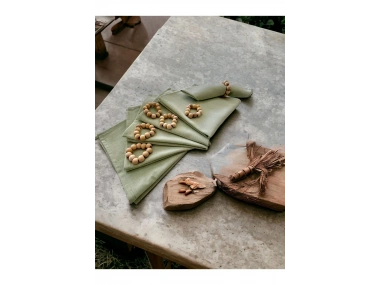 Premium Keten Adaçayı Yeşili 6Lı Peçete Takımı (40x40) Toka Hediyeli