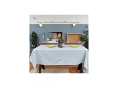 Premium Adaçayı Yeşili Keten (DÜZ) Masa Örtüsü