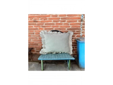 Ham Keten Krem  Fırfırlı  KIrlent Kırlent Kılıfı (43 x 43 )