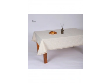 Buldan Dokuması Çizgili Krem Keten PASALI Masa Örtüsü