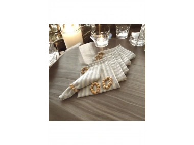 Sütlü  Kahve Keten Çizgili6 lı  Peçete Takımı (Toka Hediyeli )