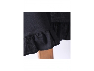 Siyah Keten Firfirli Masa Örtüsü