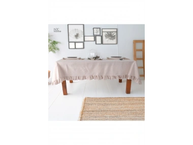 Bej Keten FIRFIRLI Masa Örtüsü