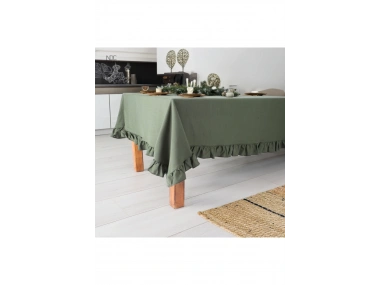 Haki Keten FIRFIRLI Masa Örtüsü