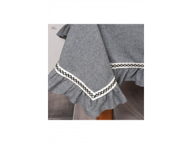 Gri Antrasit Keten Özel Seri FIRFIRLI Masa Örtüsü