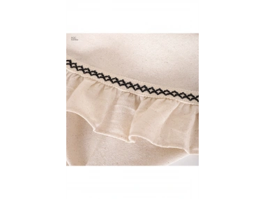 Ham Keten Yuvarlak Firfirli Özel Seri Masa Örtüsü