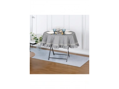 Gri Antrasit Özel Seri YUVARLAK FIRFIRLI Masa Örtüsü