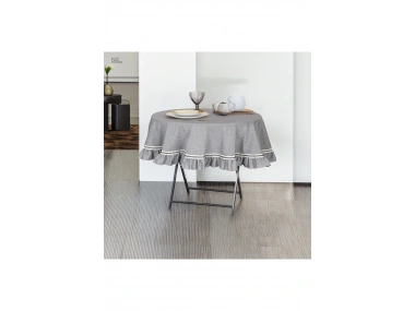 Gri Antrasit Özel Seri YUVARLAK FIRFIRLI Masa Örtüsü
