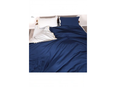 Gri Lacivert Çift Taraflı Tek Kişilik Nevresim Seti