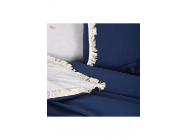 Gri Lacivert Çift Taraflı Tek Kişilik Nevresim Seti