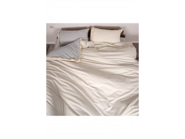 Gri Krem Çift Taraflı Tek Kişilik Nevresim Seti