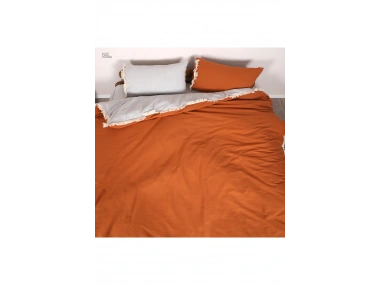 Gri Tarçın Çift Taraflı Çift Kişilik Nevresim Seti