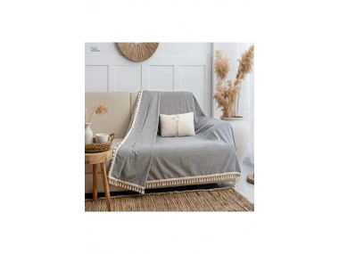 Gri Antrasit Keten Koltuk Örtüsü[170 x 220]