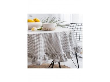 Pötikare Keten Fırfırlı Masa Örtüsü