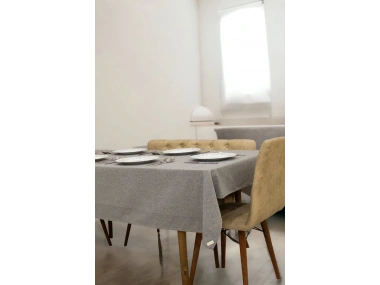 Gri Antrasit Pamuk Keten Masa Örtüsü