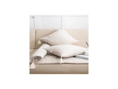 Krem Piremium Keten Evcil Hayvan Dostu Keten Koltuk Pedi / Şilte [Kırlentli]