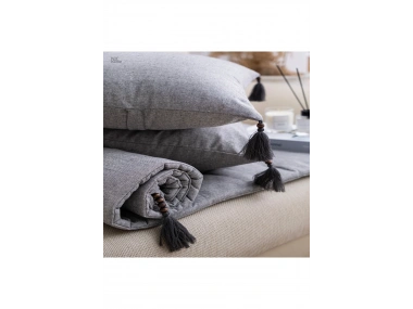 Antrasit Piremium Keten Evcil Hayvan Dostu Keten Koltuk Pedi / Şilte [Kırlentli]