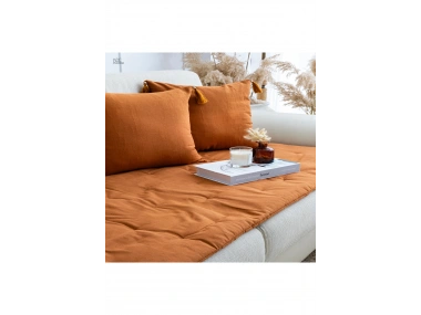 Tarçın Piremium Keten Evcil Hayvan Dostu Keten Koltuk Pedi / Şilte [Kırlentli]