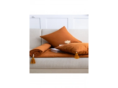 Tarçın Piremium Keten Evcil Hayvan Dostu Keten Koltuk Pedi / Şilte [Kırlentli]