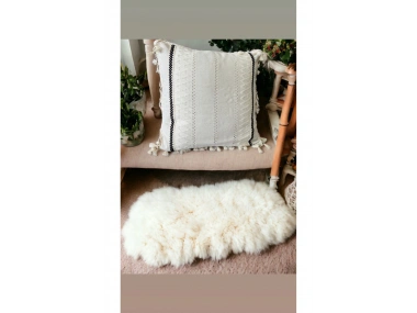 Özel Tasarım Runner Dantelli Tekli Keten Krem Kırlent Kılıfı 43*43