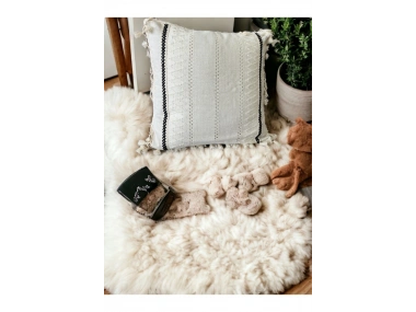 Özel Tasarım Runner Dantelli Tekli Keten Krem Kırlent Kılıfı 43*43