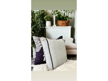 Özel Tasarım Runner Dantelli Tekli Keten Krem Kırlent Kılıfı 43*43