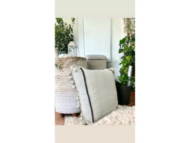 Özel Tasarım Runner Dantelli Tekli Keten Krem Kırlent Kılıfı 43*43