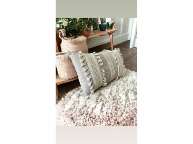 Özel Tasarım Tekli Bej Kırlent Kılıfı 35x55