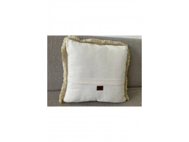 Özel Tasarım Tekli Keten Krem Kırlent Kılıfı
