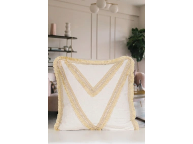 Özel Tasarım Tekli Keten Krem Kırlent Kılıfı 43x43