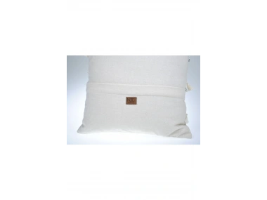 Özel Tasarım Çapraz Çift Püsküllü Tekli Keten Krem Kırlent Kılıfı