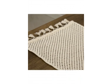 Özel Tasarım Pamuk Örme Dantel Ponponlu Runner Masa Örtüsü 35 X 140