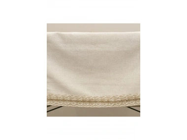Organik Ham Keten Krem Jüt Dantelli Masa Örtüsü