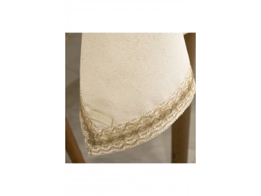 Organik Ham Keten Krem Jüt Dantelli Masa Örtüsü